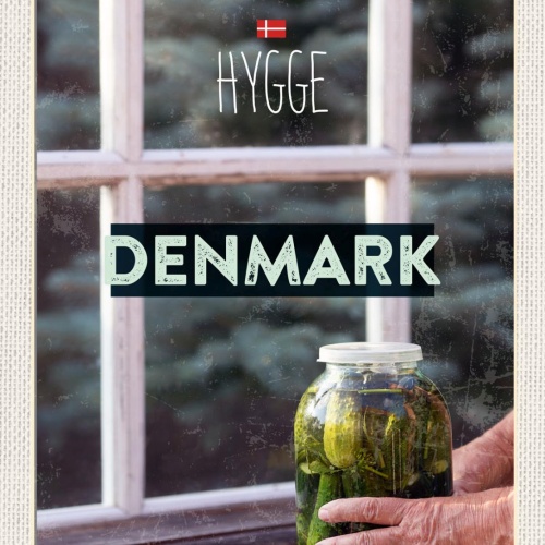 Schild Denmark Dänemark Essiggurken Glas Hygge 12x18 20x30 30x40 Blech/Holz