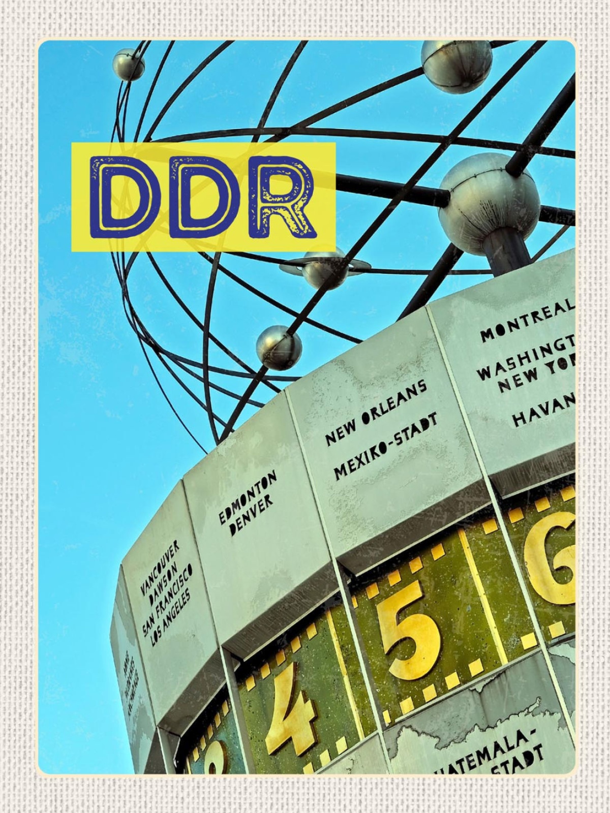 Schild DDR Berlin Weltzeituhr Ost Deutschland 12x18 20x30 30x40 Blech/Holz