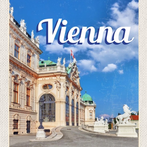 Schild Vienna Wien Österreich AUT Galerie Belvedere 12x18 20x30 30x40 Blech/Holz