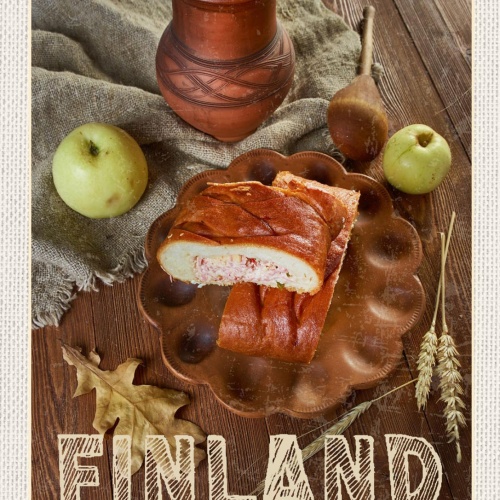 Schild Finland Finnland Gefüllte Pasteten Apfel 12x18 20x30 30x40 Blech/Holz