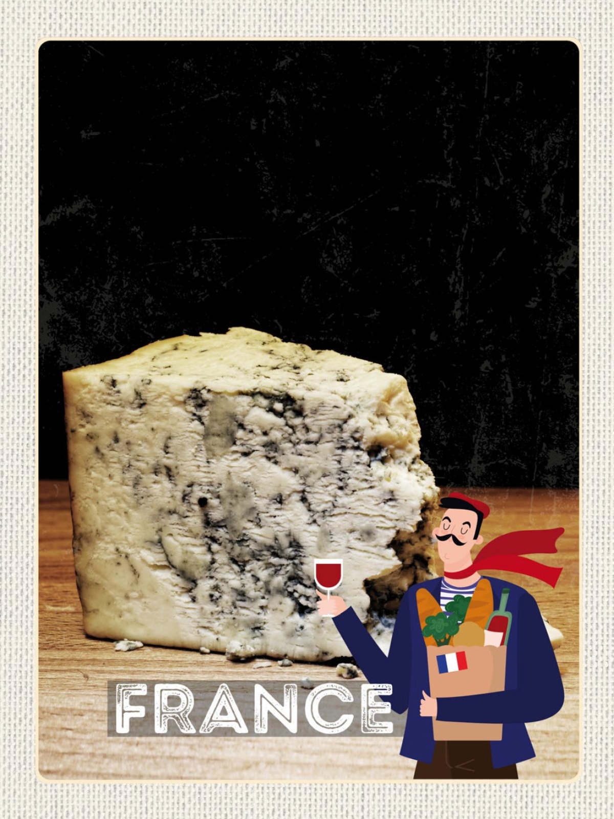 Schild France Frankreich Roquefort Käse Spezialität 12x18 20x30 30x40 Blech/Holz