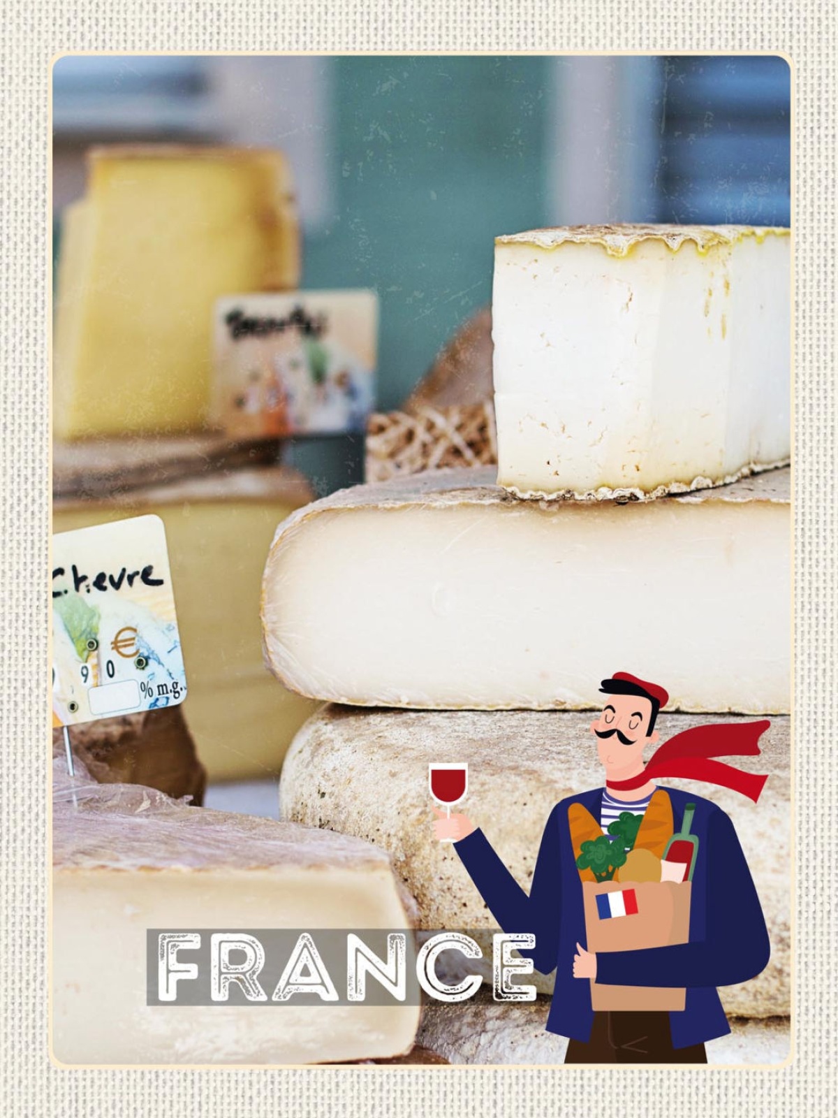 Schild France Frankreich Käse Spezialitäten 12x18 20x30 30x40 Blech/Holz