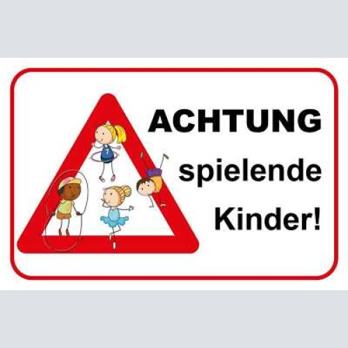 Schild achtung! spielende kinder! schüler 12x18 / 20x30 / 30x40 blech od. holz