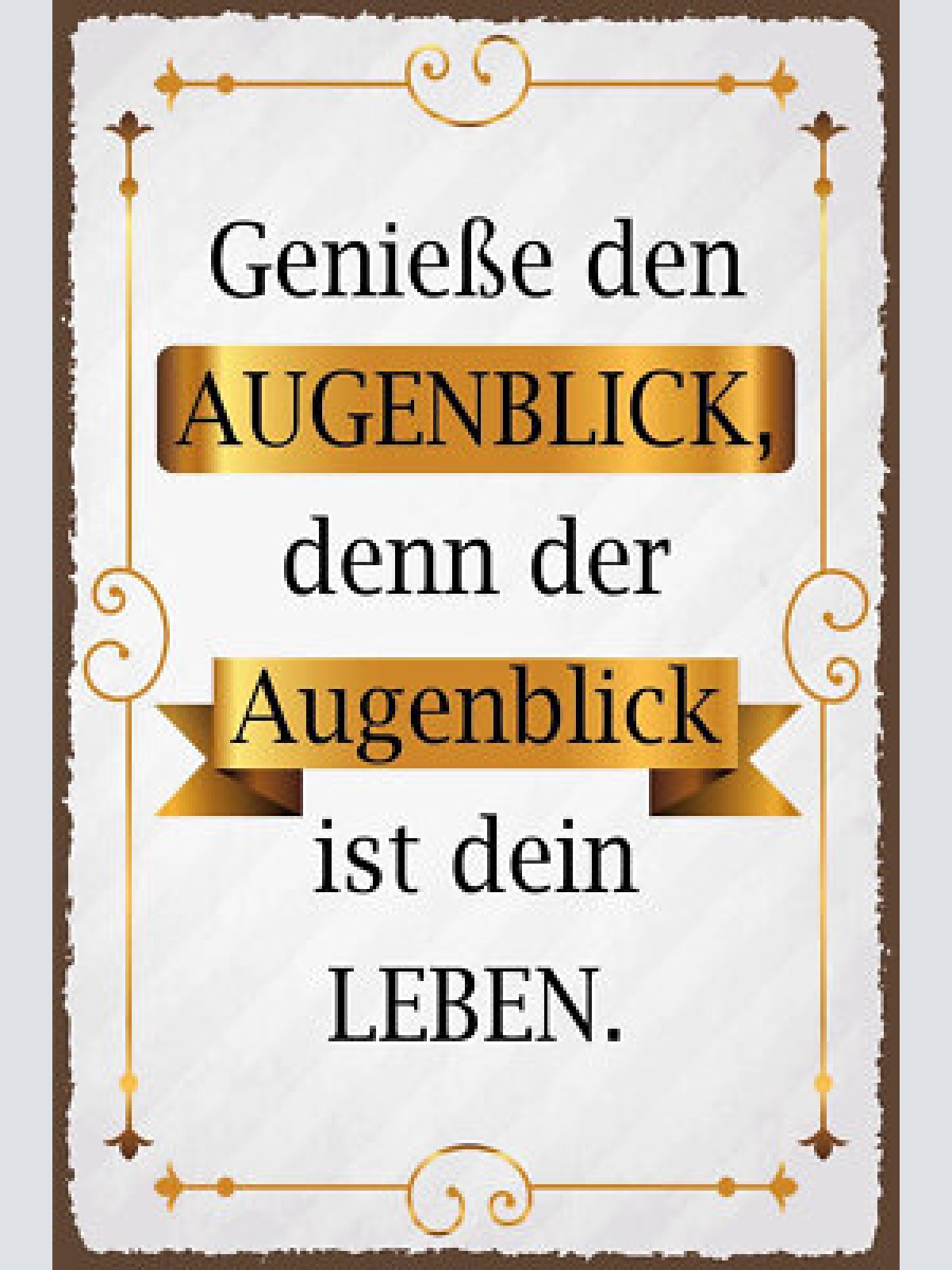 Nostalgie schild genieße augenblick leben 12x18 / 20x30 / 30x40 blech od. holz