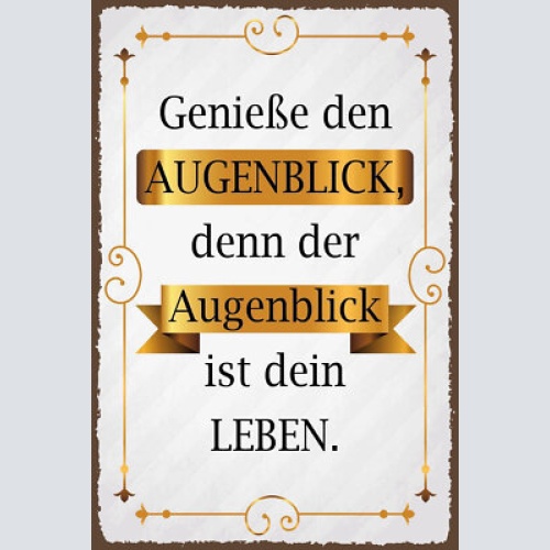 Nostalgie schild genieße augenblick leben 12x18 / 20x30 / 30x40 blech od. holz