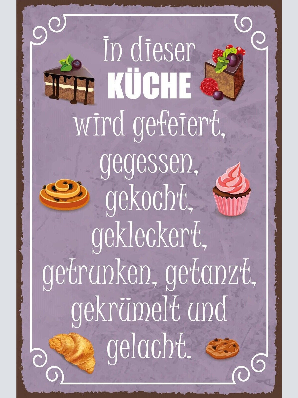Nostalgie schild küche kochen feier essen 12x18 / 20x30 / 30x40 blech od. holz