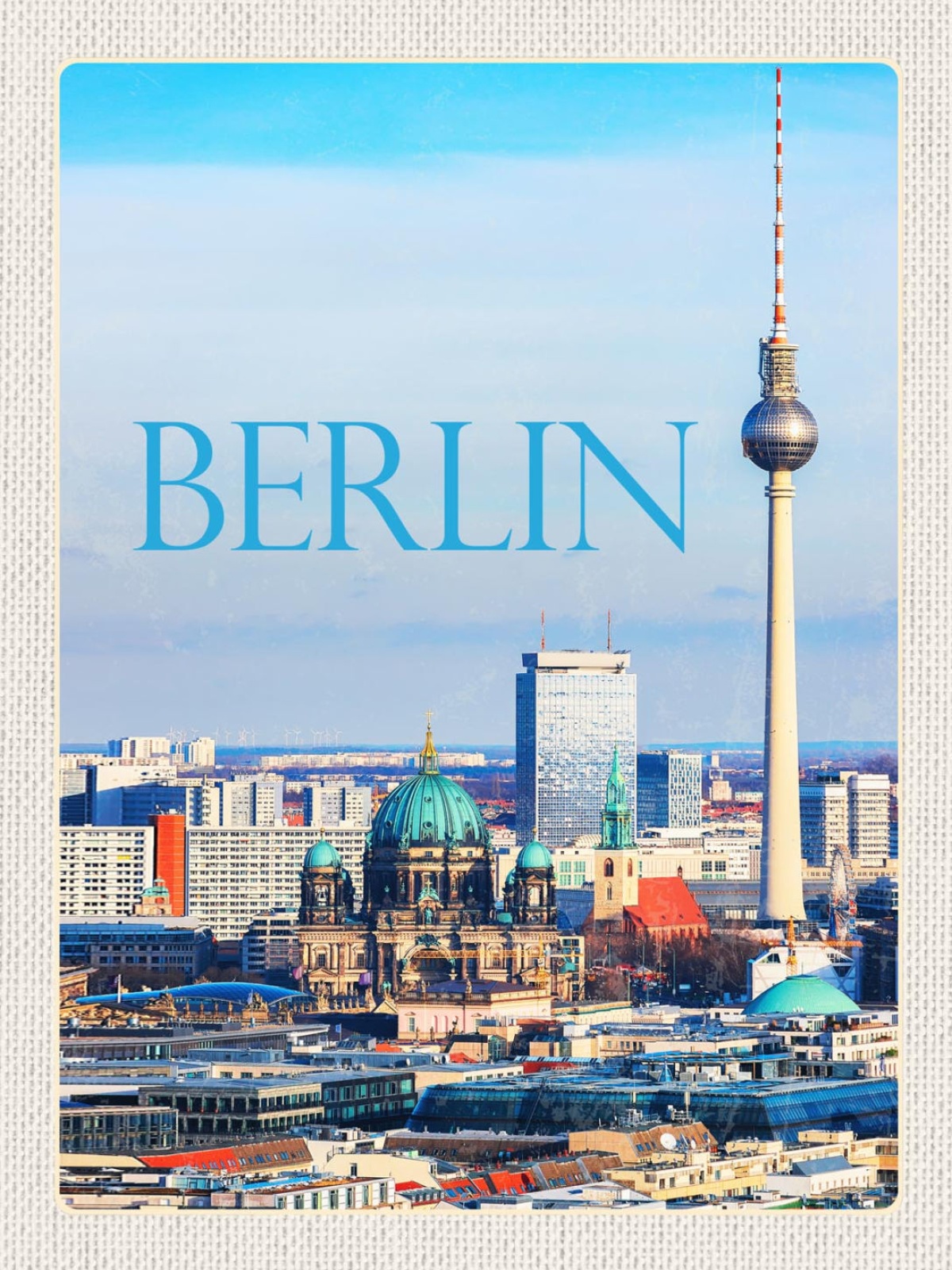 Schild Berlin Deutschland Stadt Ansicht Fernsehturm 12x18 20x30 30x40 Blech/Holz