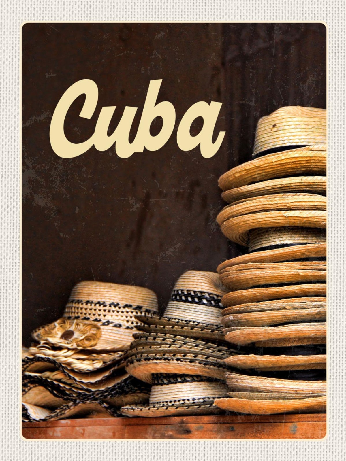 Schild Cuba Kuba Strohhüte Hut Markt 12x18 20x30 30x40 Blech od. Holz