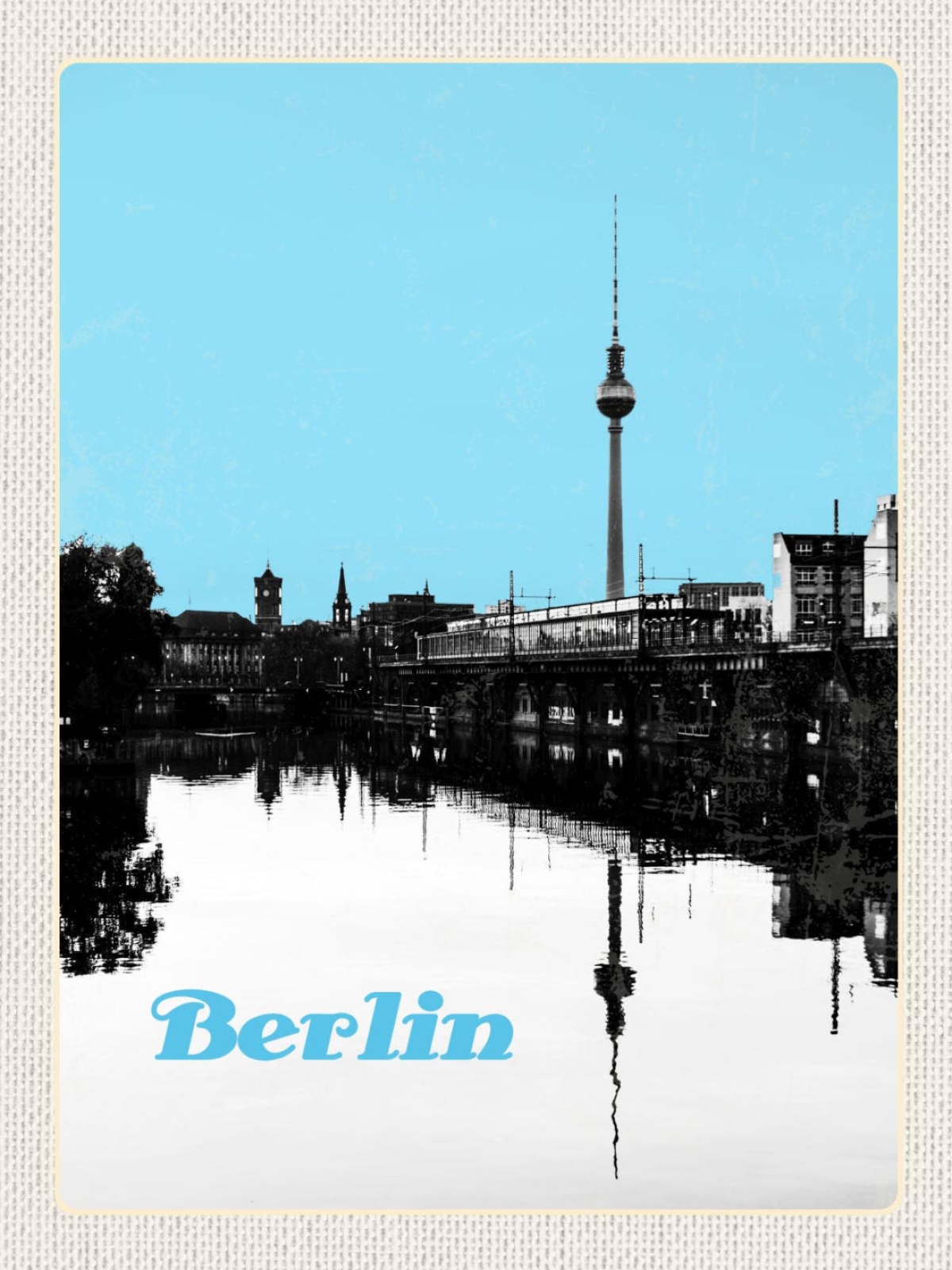 Schild Berlin Deutschland Stadt Ansicht Fernsehturm 12x18 20x30 30x40 Blech/Holz