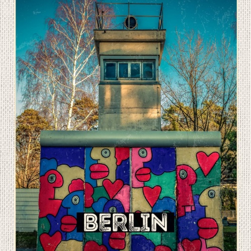 Schild Berlin Deutschland Berliner Mauer Turm 12x18 20x30 30x40 Blech od. Holz
