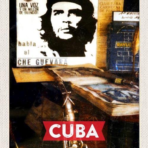 Schild Cuba Kuba Che Guevara Blasinstrument 12x18 20x30 30x40 Blech od. Holz