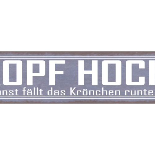 Schild Kopf Hoch Sonst Fällt Das Krönchen Runter Krone 46 x 10 Blech od. Holz