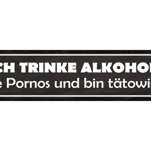 Schild Ich Trinke Alkohol Lese Pornos Bin Tätowiert Tattoo 46 x 10 Blech od.Holz