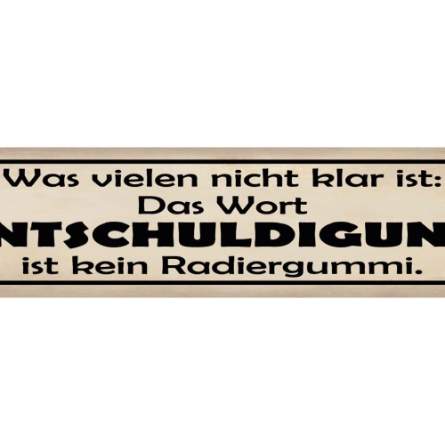 Schild Nicht Klar Wort Entschuldigung Kein Radiergummi 46 x 10 Blech od. Holz