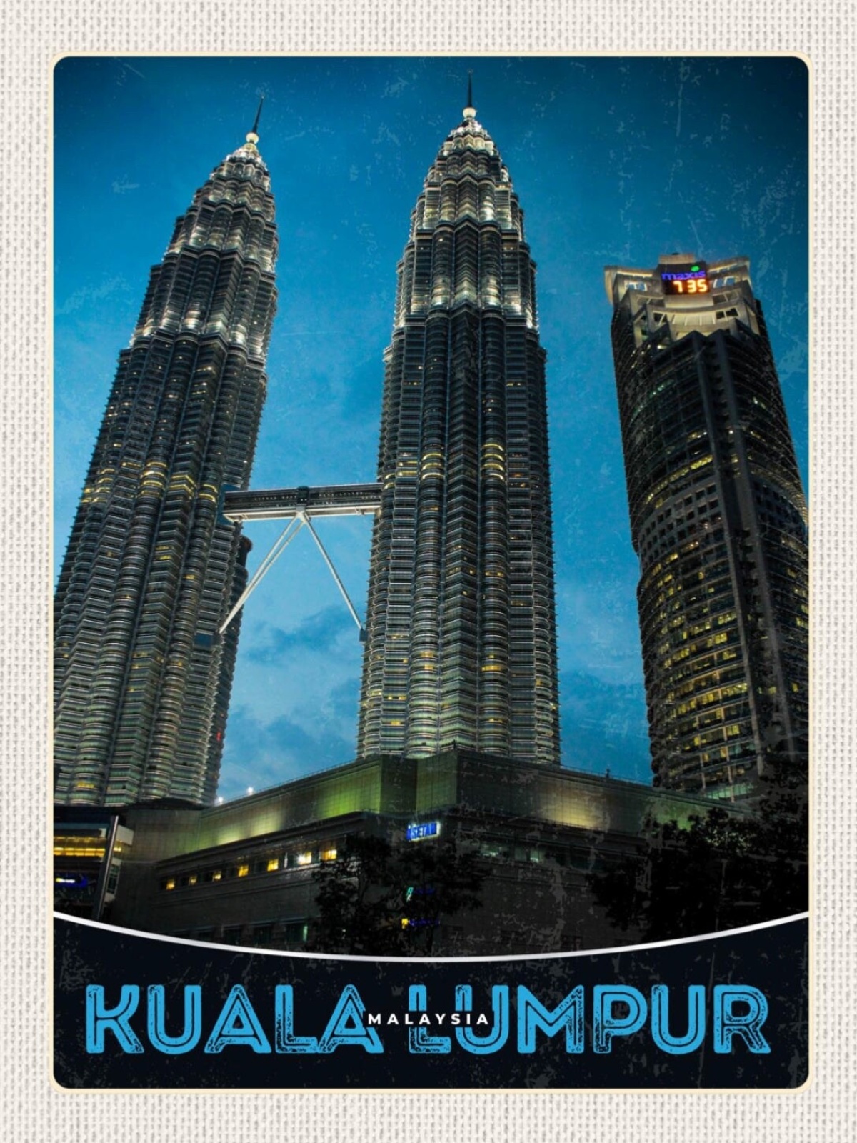 Schild Kuala Lumpur Petronas Twin Towers Gebäude 12x18 20x30 30x40 Blech/Holz