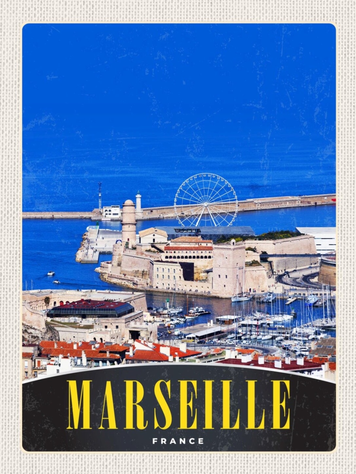 Schild Marseille France FRA Fort Saint-Jean 12x18 20x30 30x40 Blech od. Holz