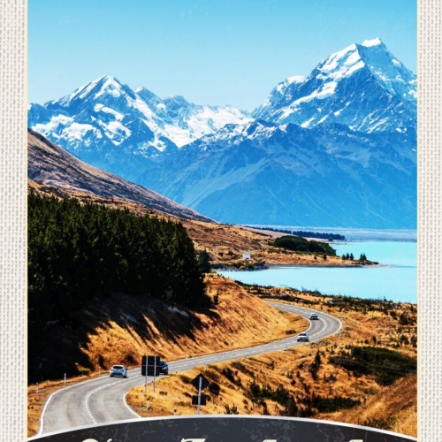 Schild New Zealand Neuseeland Mount Cook Berg 12x18 20x30 30x40 Blech od. Holz