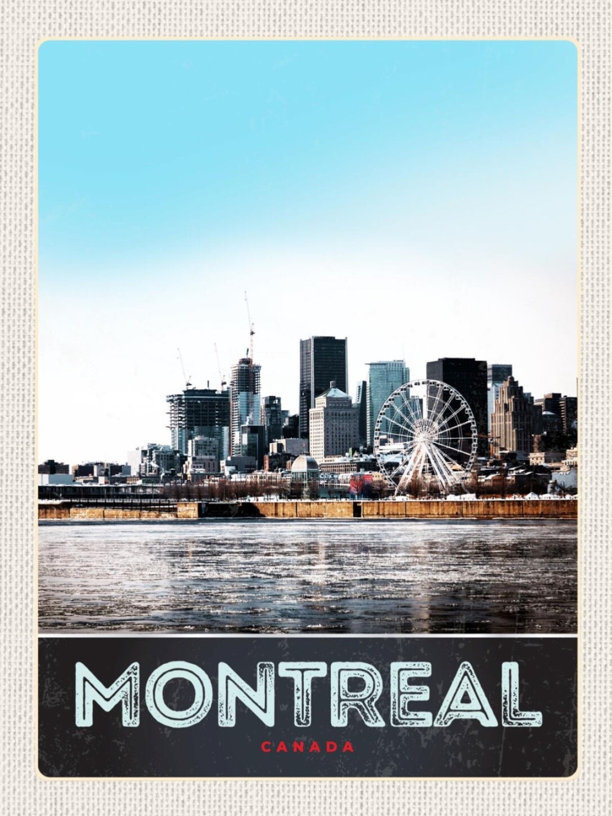 Schild Montreal Canada Kanada Stadt Ansicht 12x18 20x30 30x40 Blech od. Holz