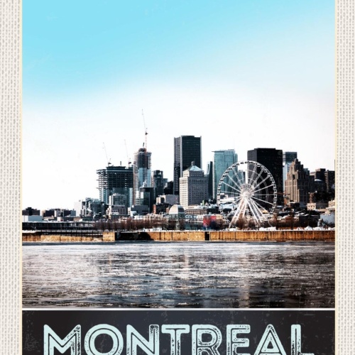 Schild Montreal Canada Kanada Stadt Ansicht 12x18 20x30 30x40 Blech od. Holz
