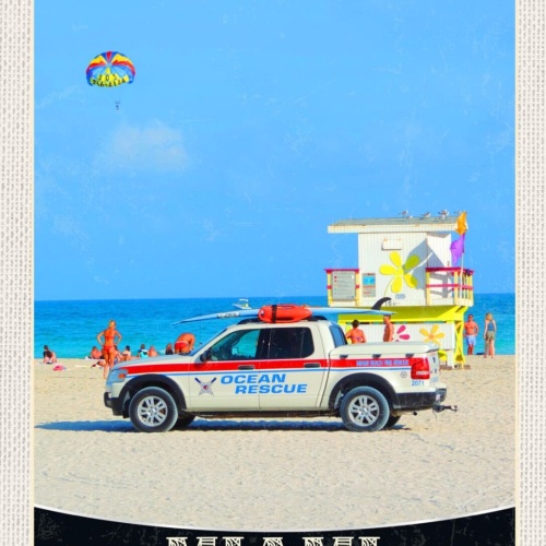 Schild Miami USA Strand Rettungsschwimmer Florida 12x18 20x30 30x40 Blech/Holz