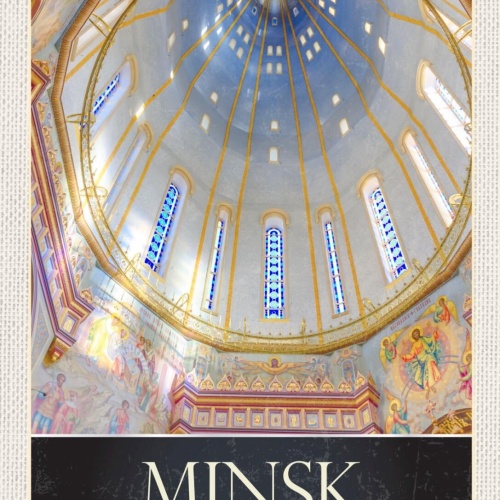Schild Minsk Belarus Weißrussland Kirche All Saints 12x18 20x30 30x40 Blech/Holz