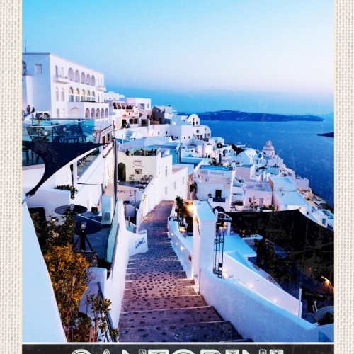 Schild Santorini Greece Griechenland Oia Stadt Meer 12x18 20x30 30x40 Blech/Holz