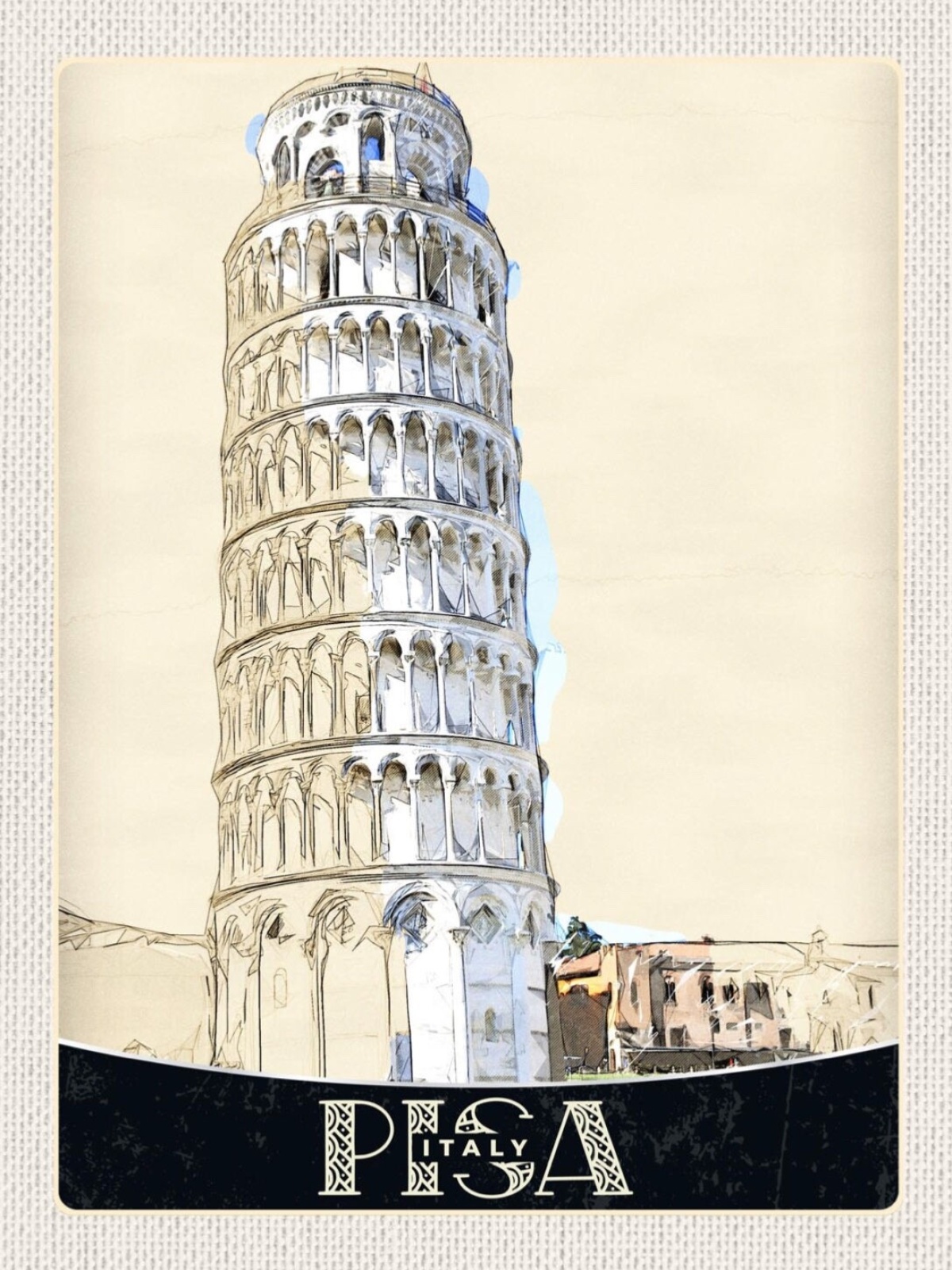 Schild Pisa Italy Italien Schiefer Turm Gebäude 12x18 20x30 30x40 Blech/Holz