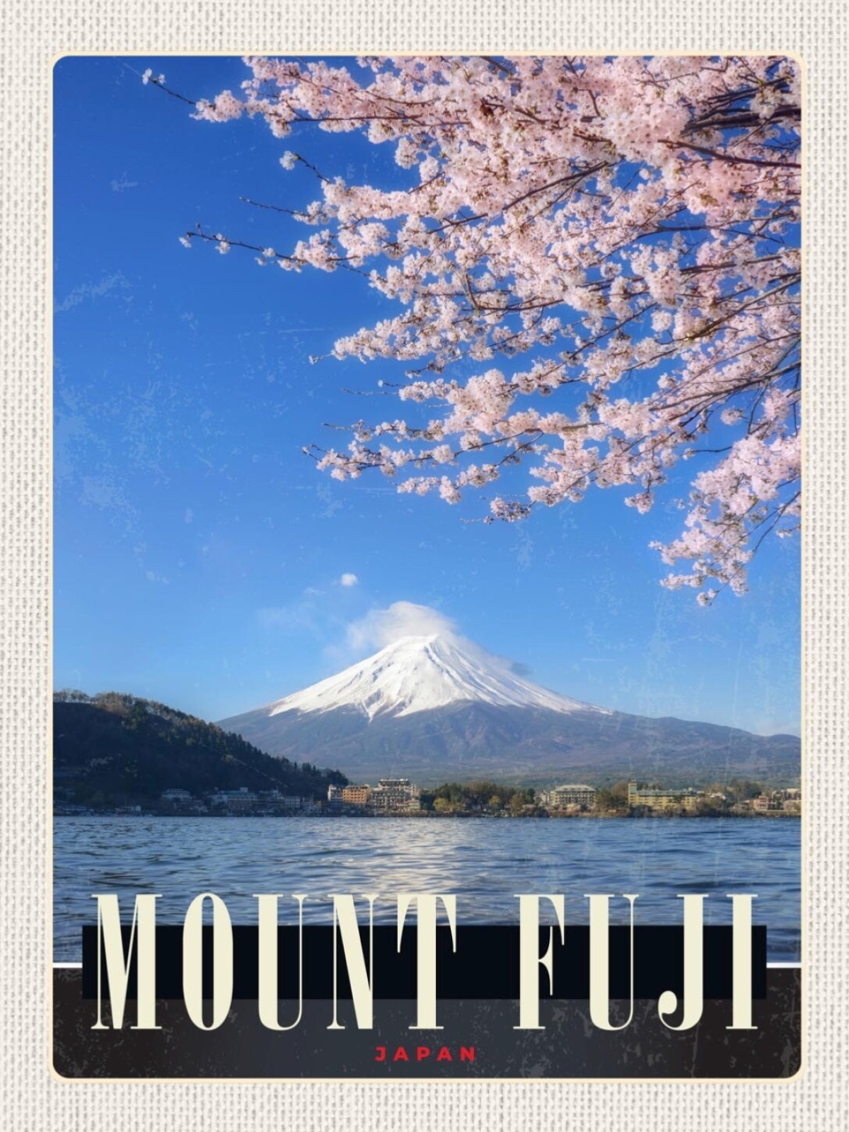 Schild Japan Mount Fuji San Berg Sakura Baum 12x18 20x30 30x40 Blech od. Holz