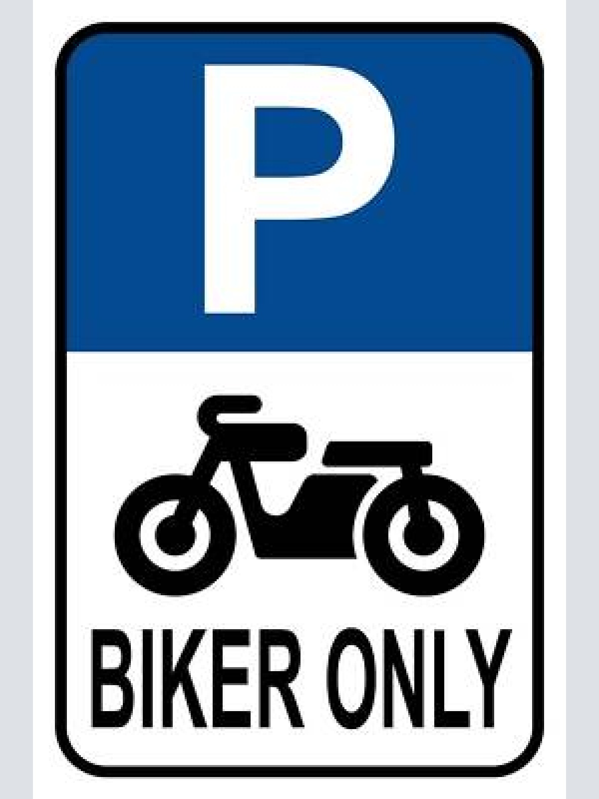 Schild parkplatz biker only motorrad parken 12x18 / 20x30 / 30x40 blech od. holz