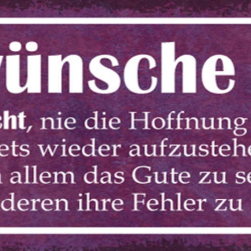 Schild Ich Wünsche Dir Die Zuversicht Hoffnung Kraft Liebe Güte Fehler 27x10