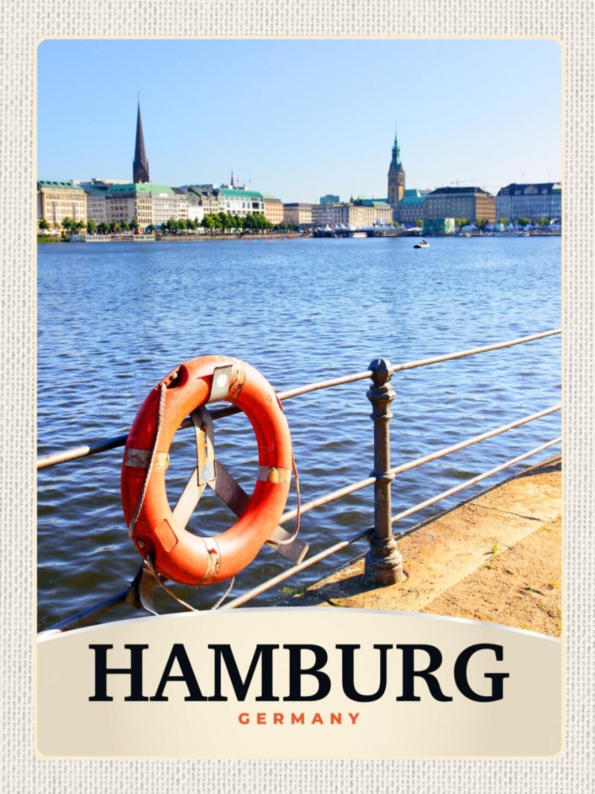 Schild Hamburg Germany Alster See Deutschland 12x18 20x30 30x40 Blech/Holz