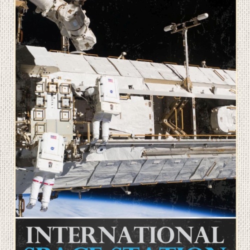 Schild International Space Station ISS Raumfahrt 12x18 20x30 30x40 Blech/Holz