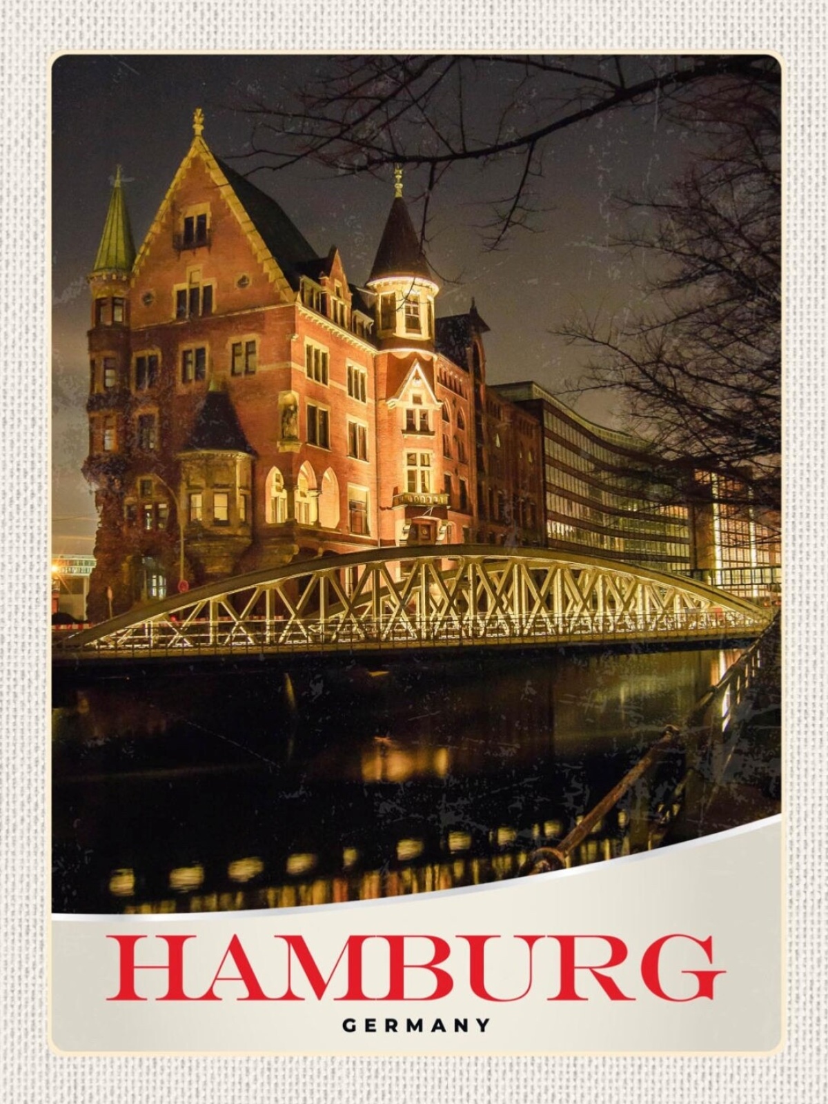 Schild Hamburg Germany Speicherstadt Deutschland 12x18 20x30 30x40 Blech/Holz