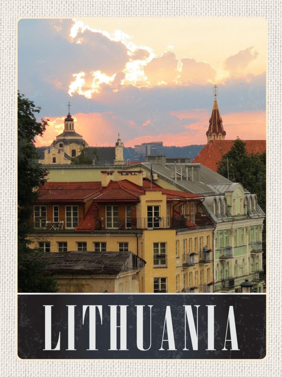 Schild Lithuania Litauen Vilnius Stadt Gebäude Haus 12x18 20x30 30x40 Blech/Holz