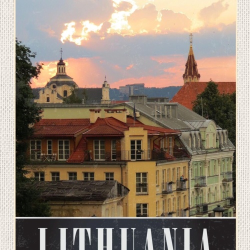 Schild Lithuania Litauen Vilnius Stadt Gebäude Haus 12x18 20x30 30x40 Blech/Holz