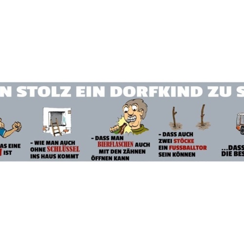 Schild Dorf Kind Stolz Land Provinz Feuerwehr Fussball 46 x 10 Blech od. Holz