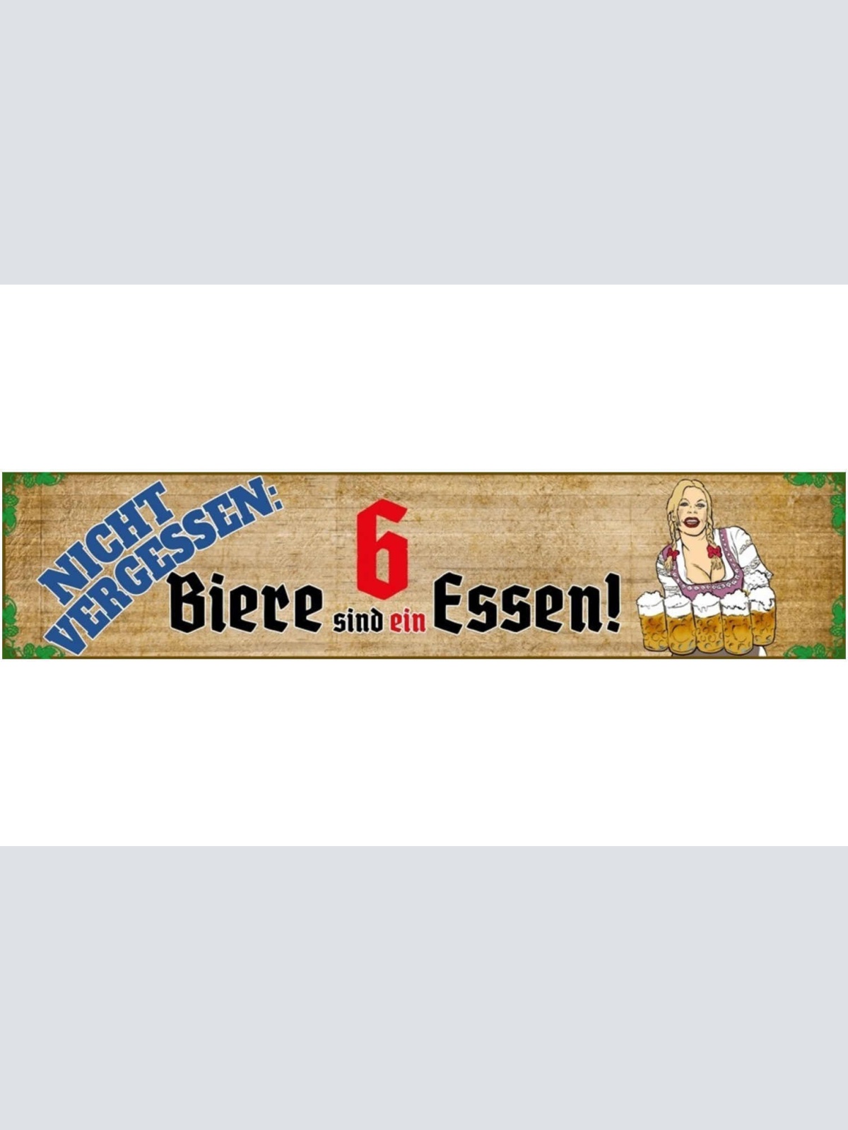 Schild Bier Essen Mahlzeit Alkohol Bar Wirt Kellnerin Glas 46 x 10 Blech od.Holz