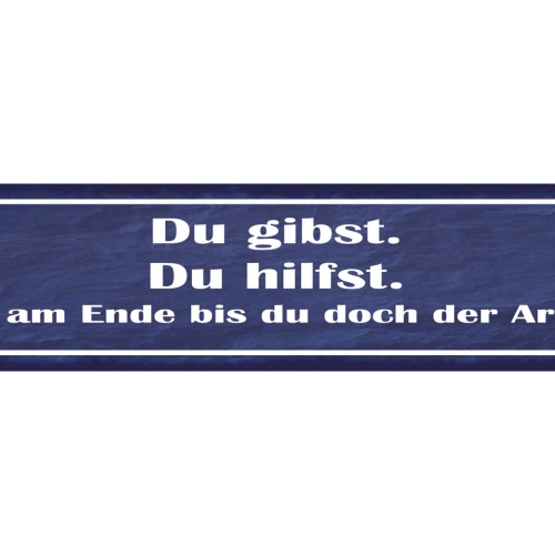 Schild Du Gibst Hilfst Am Ende Bist Du Der Arsch Helfen 46 x 10 Blech od. Holz