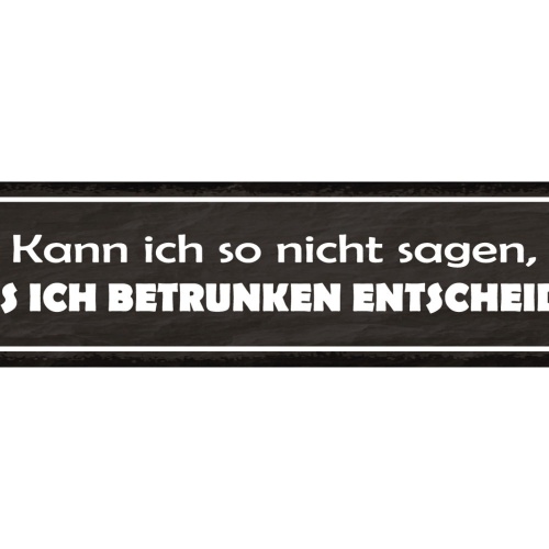Schild Kann Ich Nicht So Sagen Betrunken Entscheiden Alk 46 x 10 Blech od. Holz