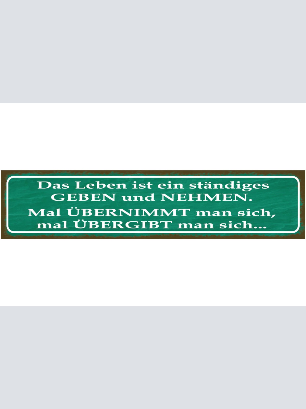Schild Leben Ständiges Geben Nehmen Mal Übernimmt Übergibt 46 x 10 Blech od.Holz