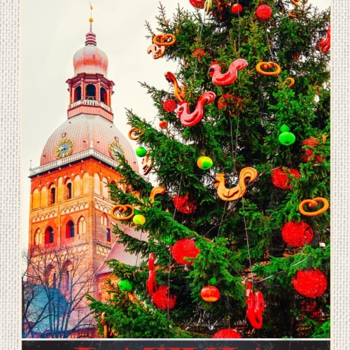 Schild Latvia Lettland Riga Dom Kirche Stadt Baum 12x18 20x30 30x40 Blech/Holz