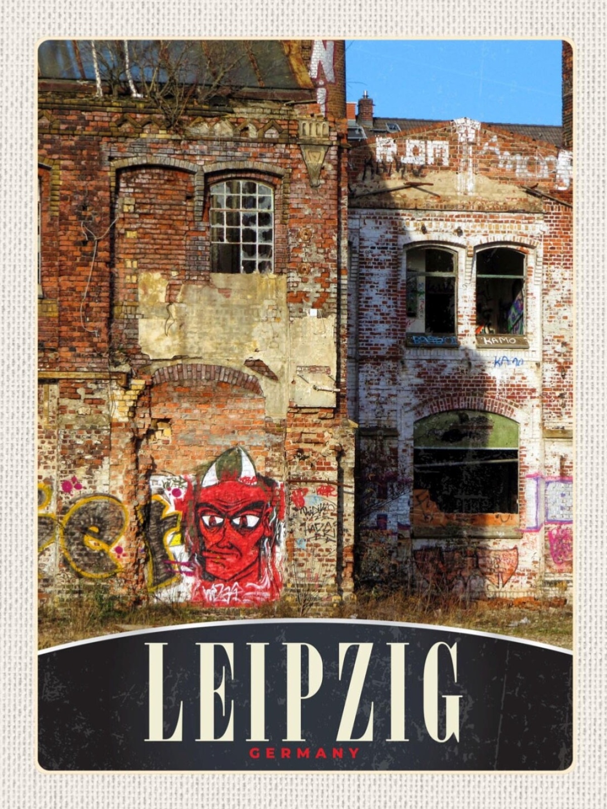 Schild Leipzig Germany Deutschlan Gebäude Graffiti 12x18 20x30 30x40 Blech/Holz