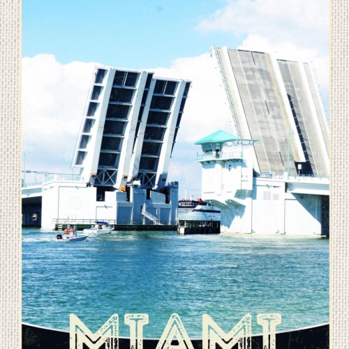 Schild Miami USA John's Pass Bridge Florida 12x18 20x30 30x40 Blech/Holz