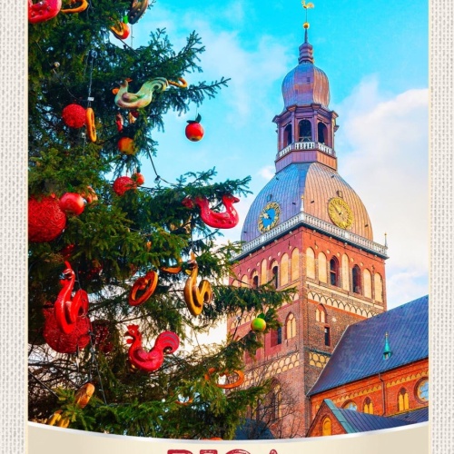 Schild Riga Latvia Lettland Kathedrale Stadt Baum 12x18 20x30 30x40 Blech/Holz