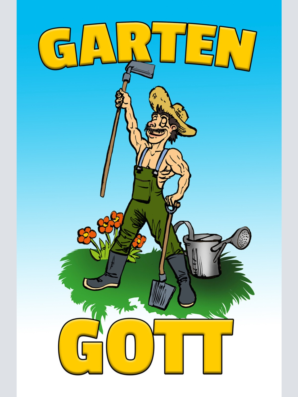 Schild Spruch Garten Gott Arbeit Comic JW