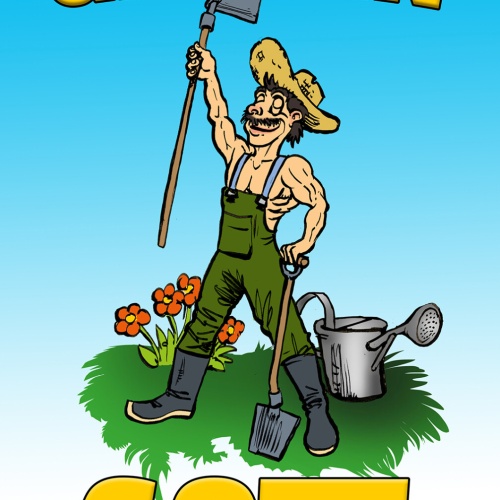 Schild Spruch Garten Gott Arbeit Comic JW