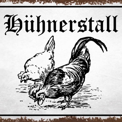 Schild Spruch Hühnerstall Hahn Henne JW