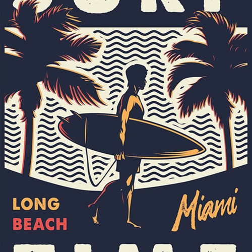 Schild Spruch Surf Time Zeit zu surfen Long Beach Miami USA Comic Sport JW