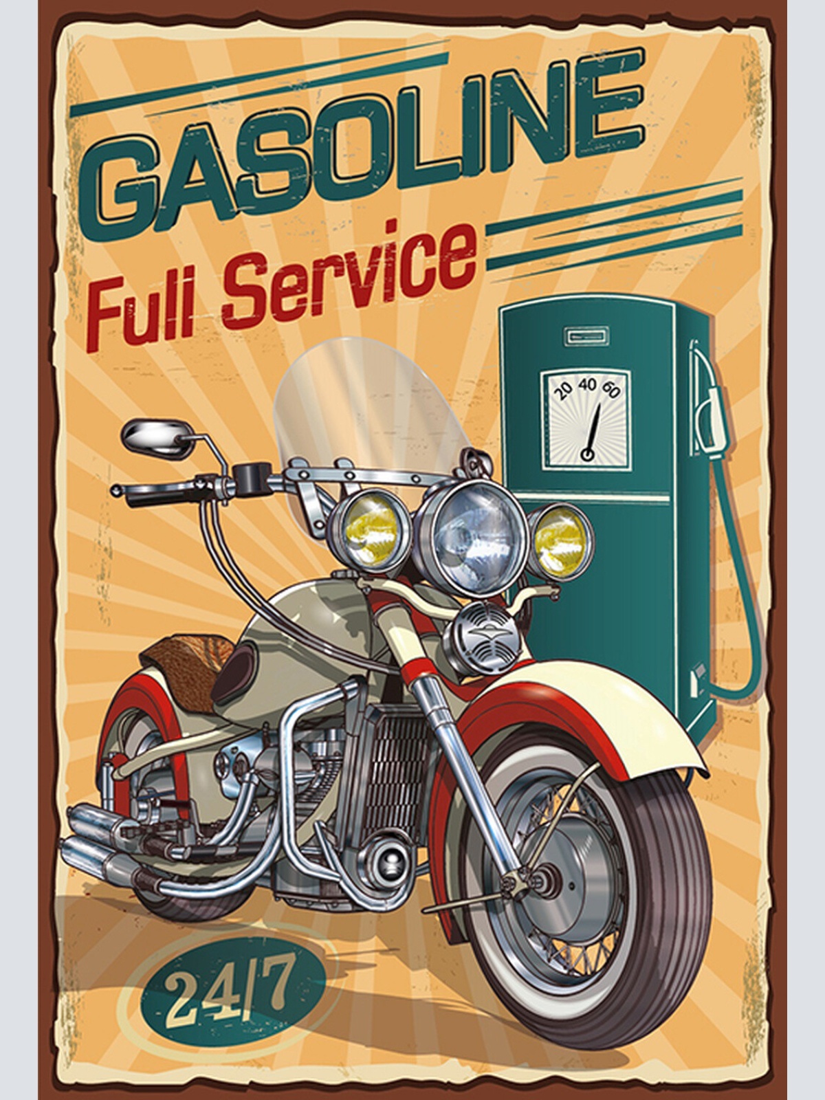Schild Spruch Gasoline Full Service Benzin Tankstelle Motorrad Comic JW