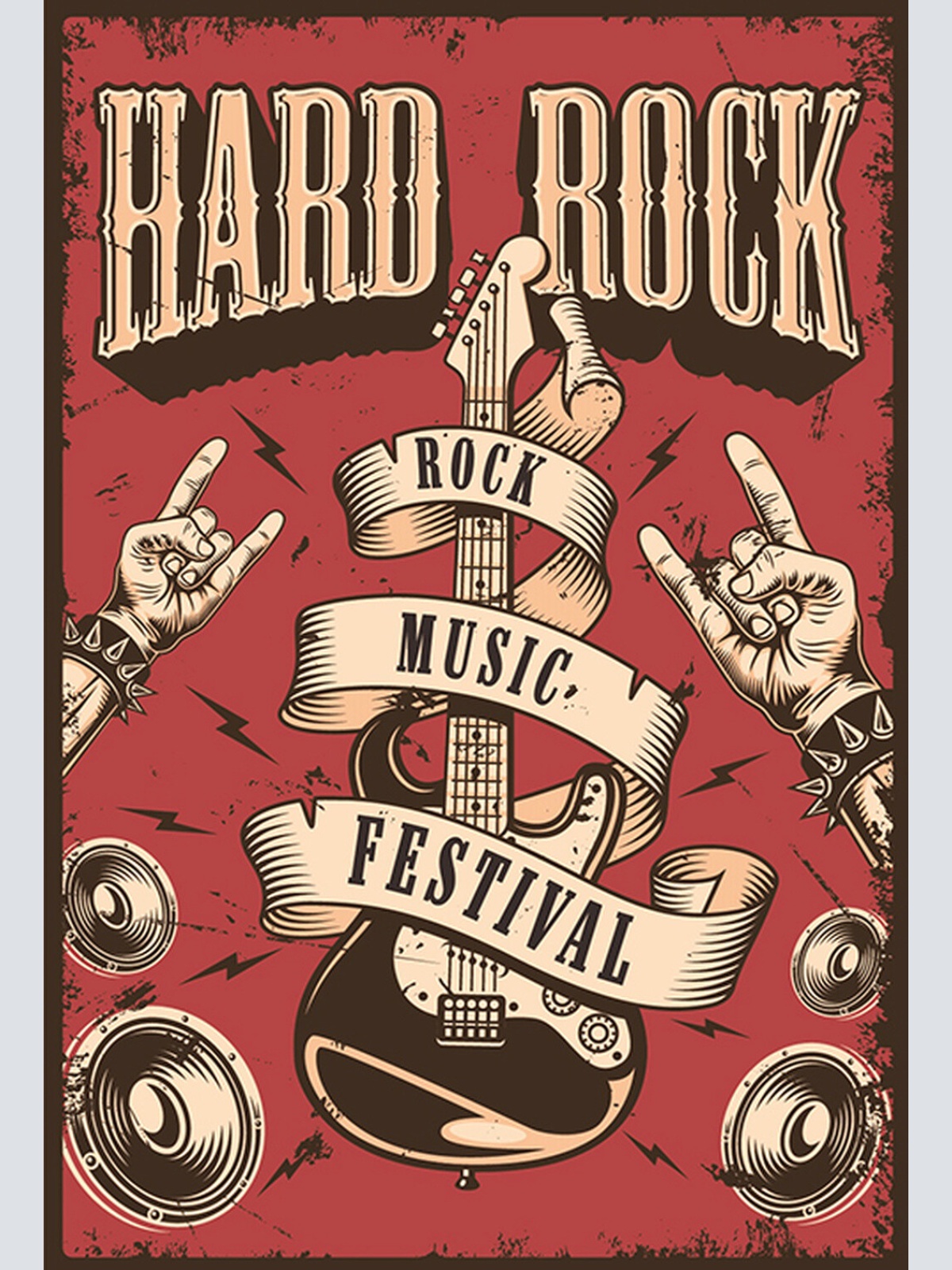 Schild Spruch Hard Rock Rock Music Festival Comic Musik JW